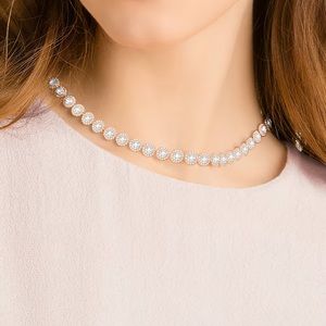 Swarovski Angelic Necklace- Round cut, White, Rose gold-tone plated